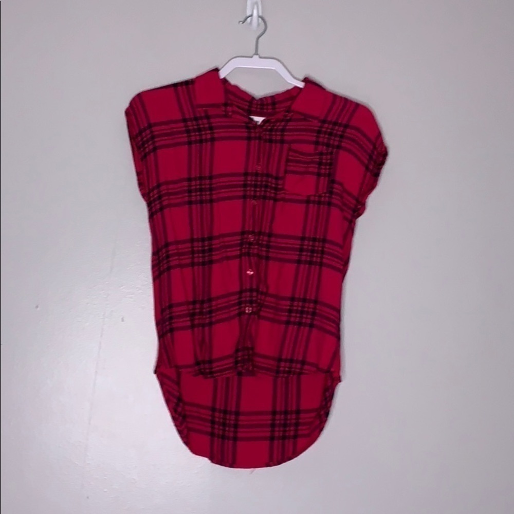 Epic Threads Plaid Pink Cuffed Short Sleeve shirt large girls casual kids top